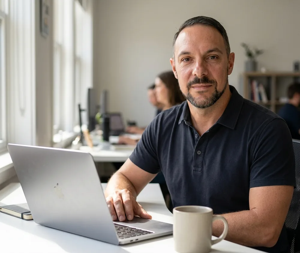 Dorian Menard, fondateur de Fiche Suspendue, au travail sur un dossier de réactivation